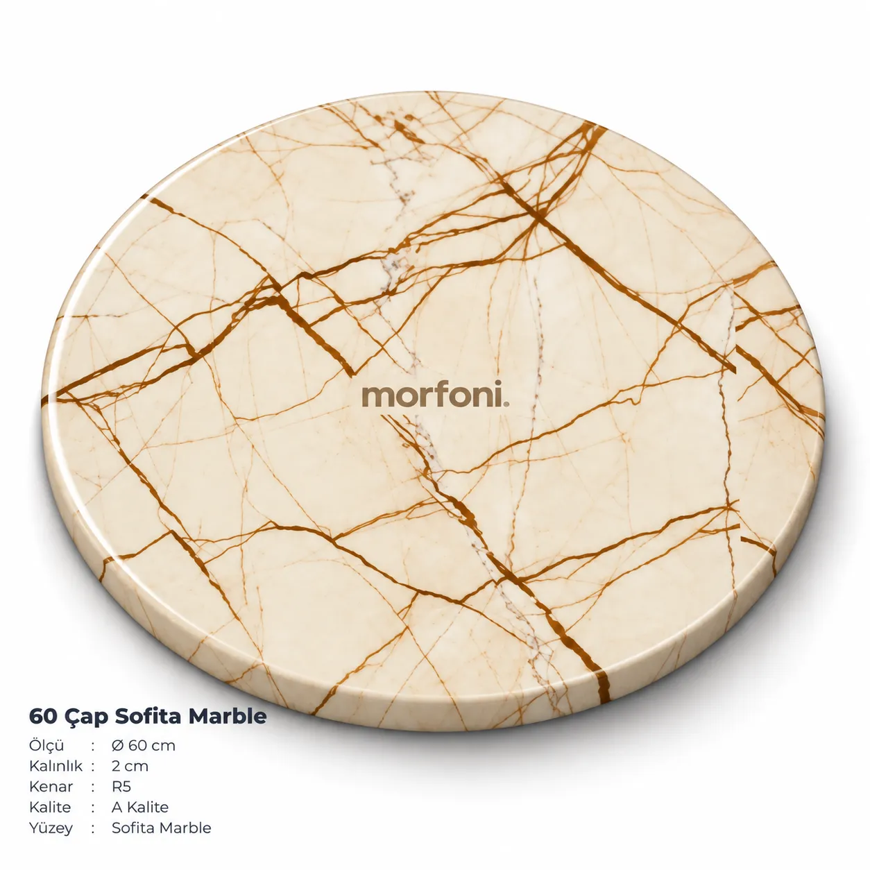Çap Sofita Marble Masa Tablası